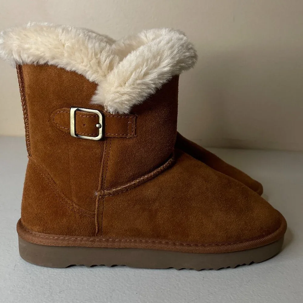 Macy's Style & Co Brown Suede Leather Faux Fur Lined Boots Size 7
